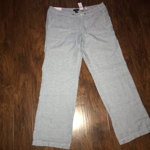Gap linen blend wide leg drawstring pants Sz 12